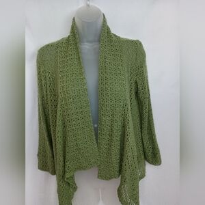 2/$30 Green Gold Metallic Open-Front Knit Sweater (#403)